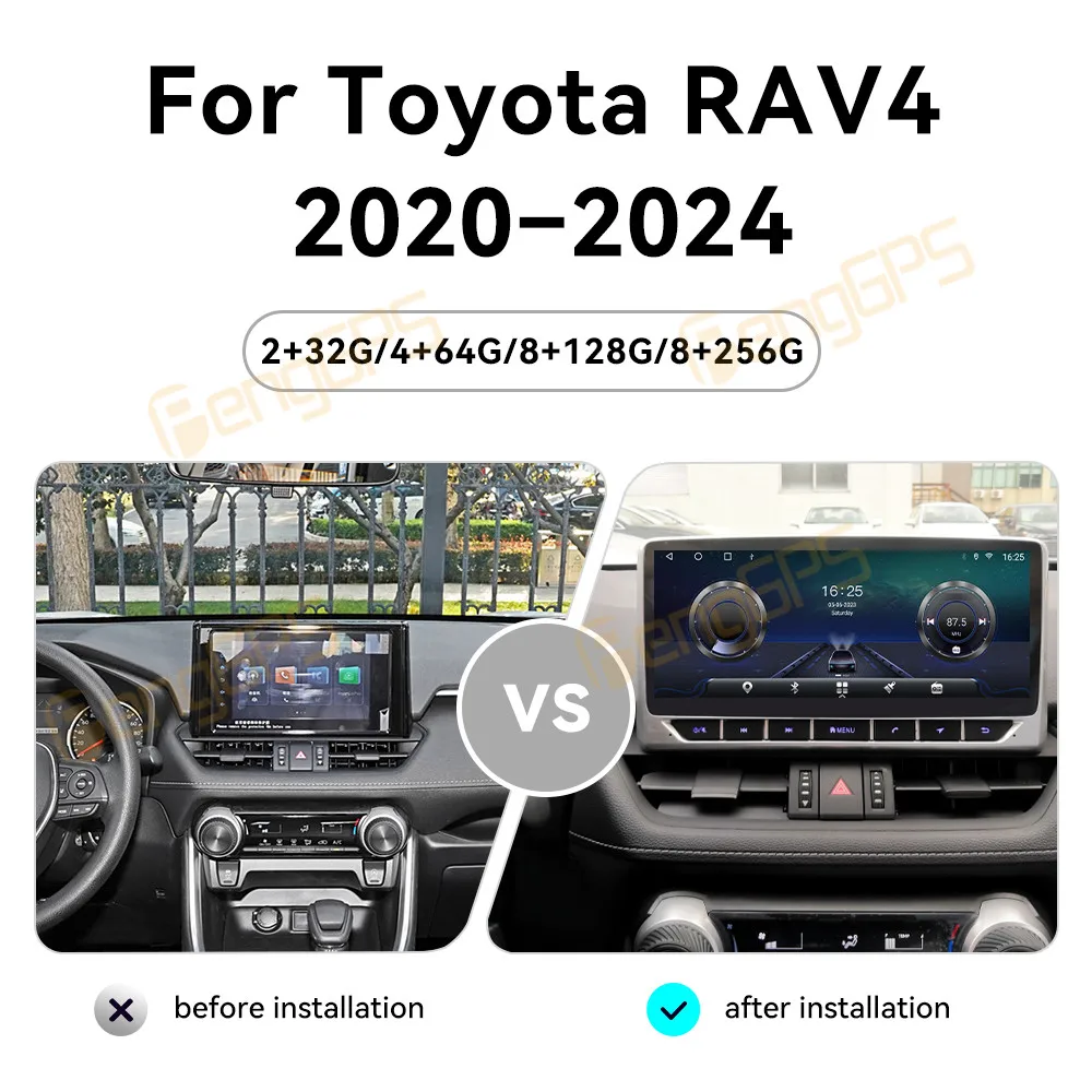 10.25 Inch Android 13 CarPlay Car Radio For Toyota RAV4 2010-2024 Touch Screen Multimedia Player GPS Navigation Head Unit DSP