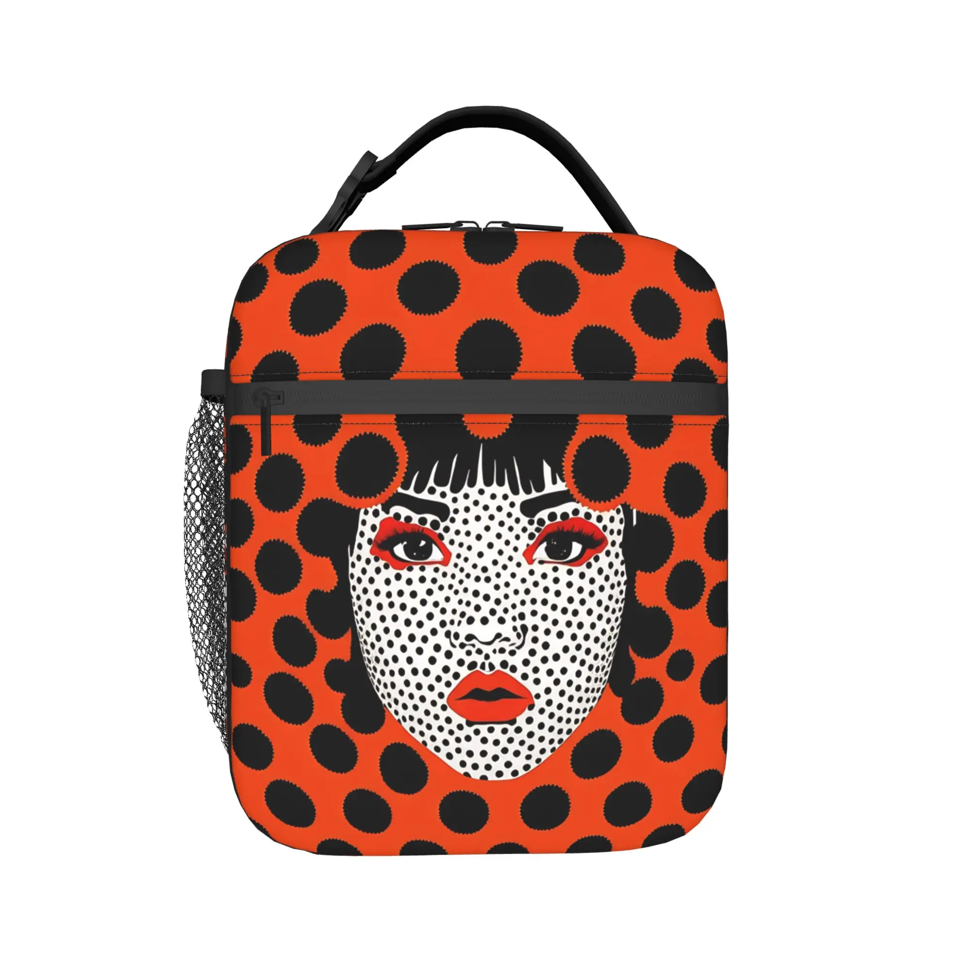 Yayoi Kusama Abstract Face Lunch Bag Outdoor Picnic Portable Insulated Tote Food Bags For Girl Boy  Oxford Graphic Cooler Bag