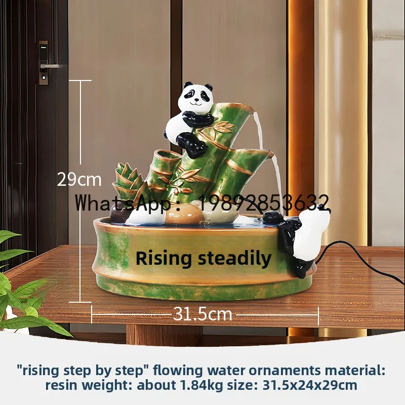 YFY New Style Ascending Flowing Water Ornament Bamboo Panda Fountain Bonsai Office High-end Decoration