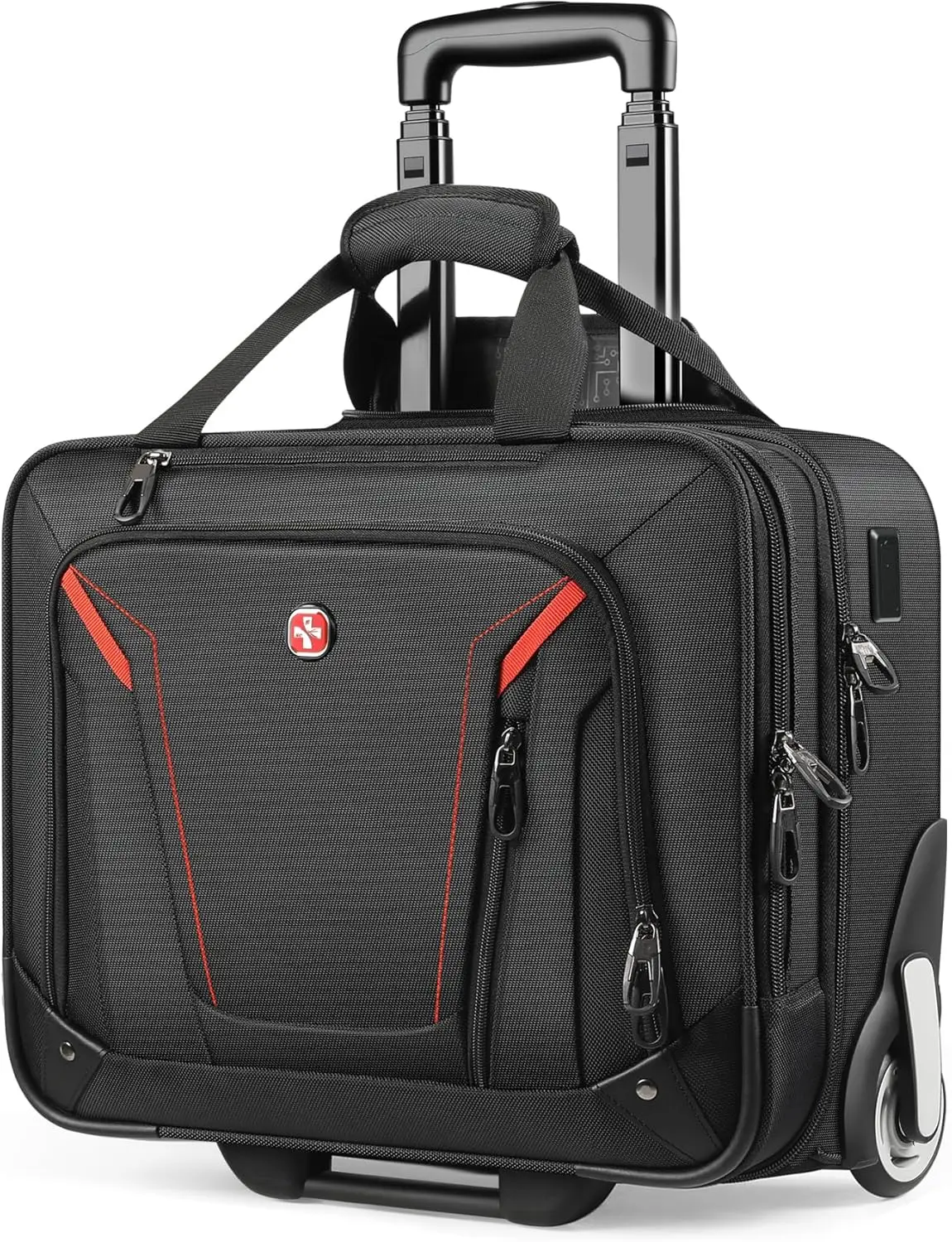 

Water-Resistant Rolling Laptop Bag 18x14x8, Underseat Carry-On Luggage for Business Travel