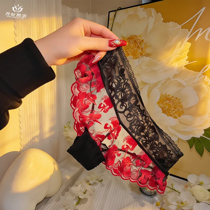 【1pcs】lingeries femme ultra hot red blue embroidery sexy women underwear hot rose hollow daring women's lingerie women's clothes view 4