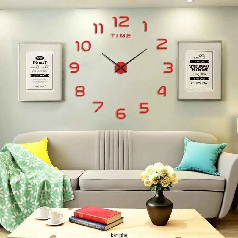 2023 Modern Design Large Wall Clock 3D DIY Quartz Clocks Fashion Watches Acrylic Mirror Stickers Living Room Home Decor Horloge