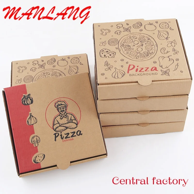 Pizza Folding Box Embalagem De Alimentos, embalagem De Pizza Ondulada, impressão De Logotipo Personalizado, por atacado