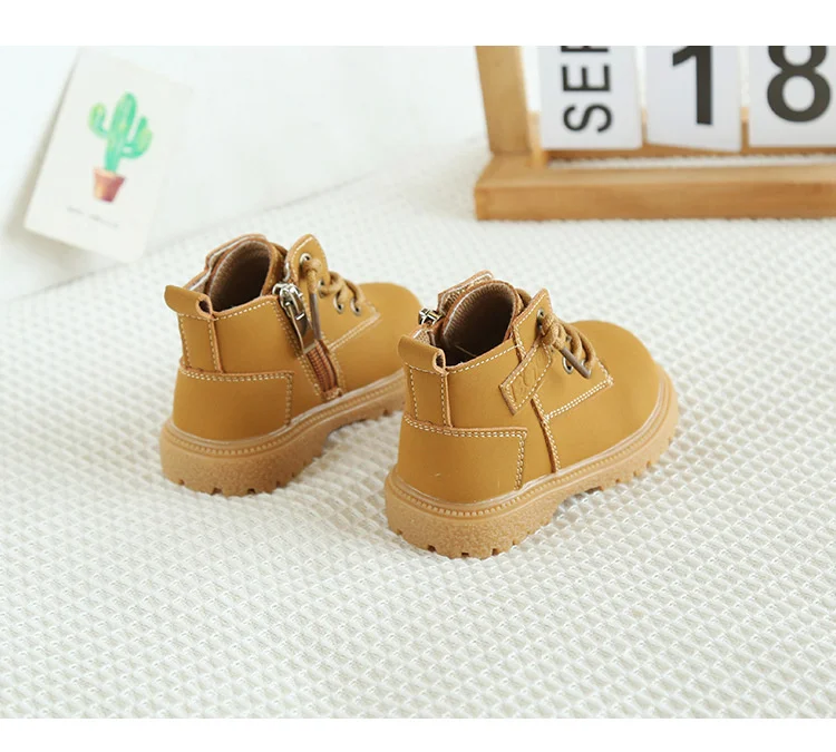 Neue Frühling/Herbst Baby Stiefel Leder Britischen Stil Jungen Mode Stiefel Gummi Sohle Zip Seite Kleinkind Mädchen Stiefeletten 15-25 – Detail 14
