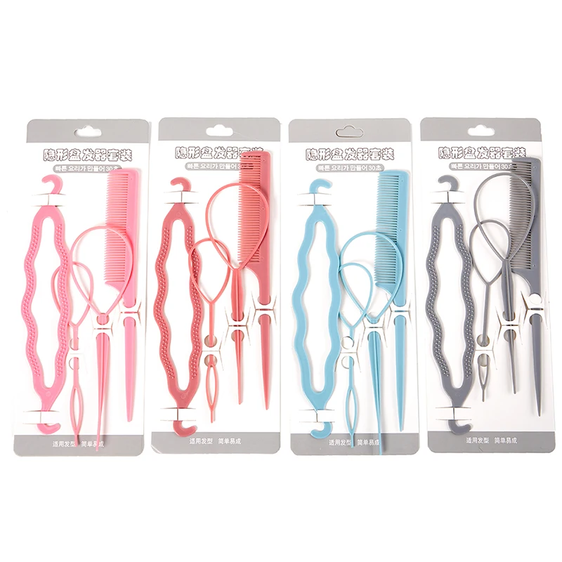 4 Stuks Haarschijf Trekken Haarspelden Clips Kam Voor Meisjes Haar Styling Tools Kit Lui Trekken Pin Haar Vlecht Apparaat Hairdressing Acc