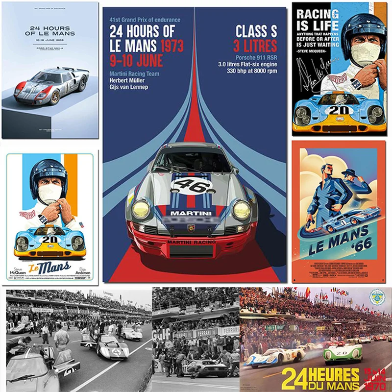 Racing Car 24 Hours Of Le Mans Classic Car Supercar Poster Canvas Painting Print On Wall Art Picture For Living Room Home Decor