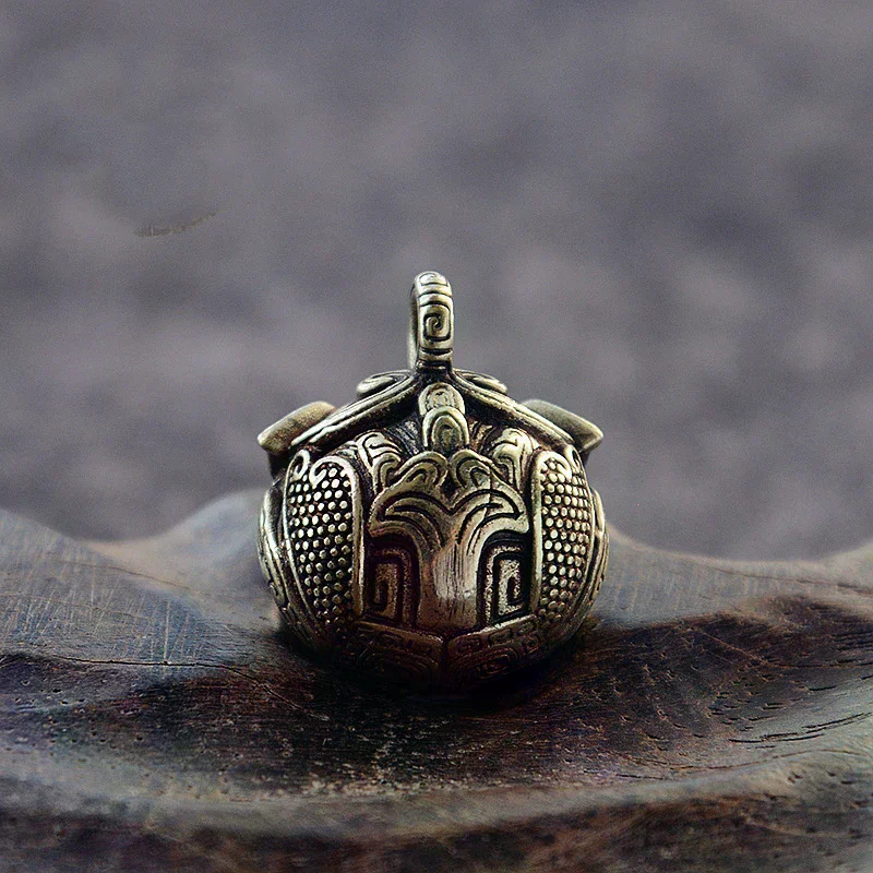 Luck Brass Bell Pendant Keychain Chinese Style Animal Bell Necklace Pendant Jewelry Handmade Vintage Keychain DIY Hanging Good