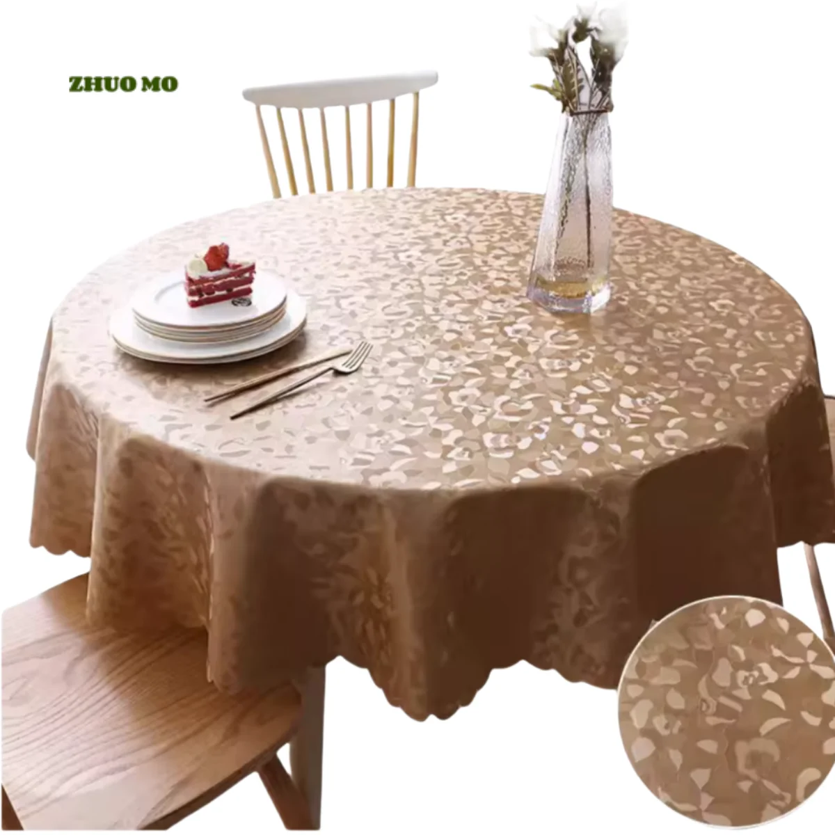 Round PVC Tablecloth, Waterproof, Antifouling Art, Restaurant, Kitchen Cover, Outdoor Dining, 160cm, 180cm, Fashion Printing