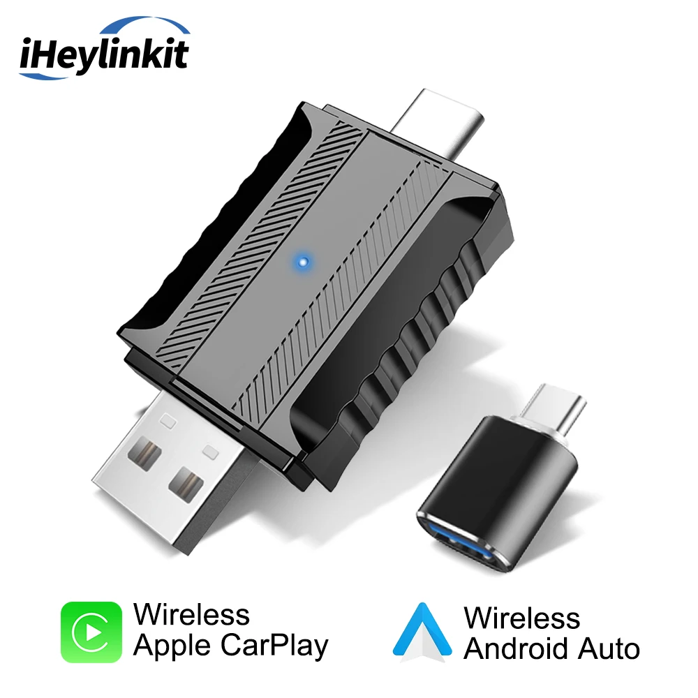 

iHeylinkit NEW 2In1 Mini Wireless Android Auto Wireless CarPlay Adapter Smart USB Dongle Plug And Play 2.4/5Ghz For Car Radio