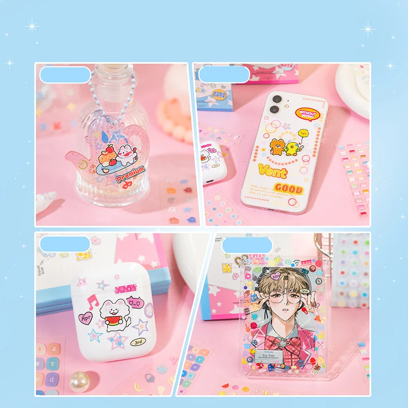 32 pieces/book Gift Packaging Set Language Leisure Color Life PET Mini Basic Stickers Book Guka Nail Art Phone Case Notebook Dia