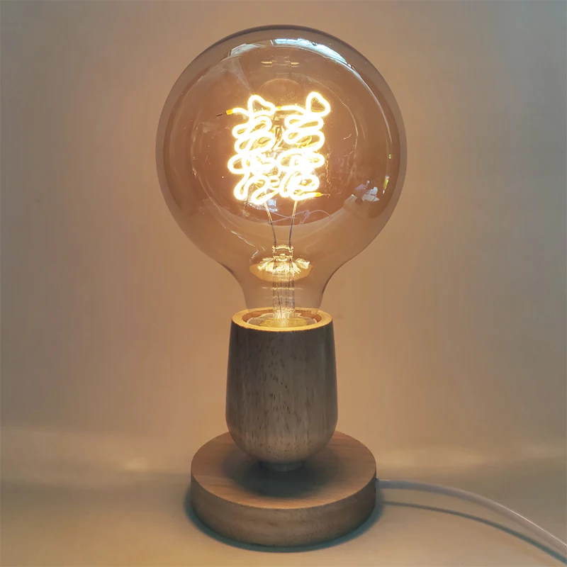 Lantern Xi Character Filament and Bulb Love Creative Atmosphere Retro Pilot Lamp Small Night Lamp