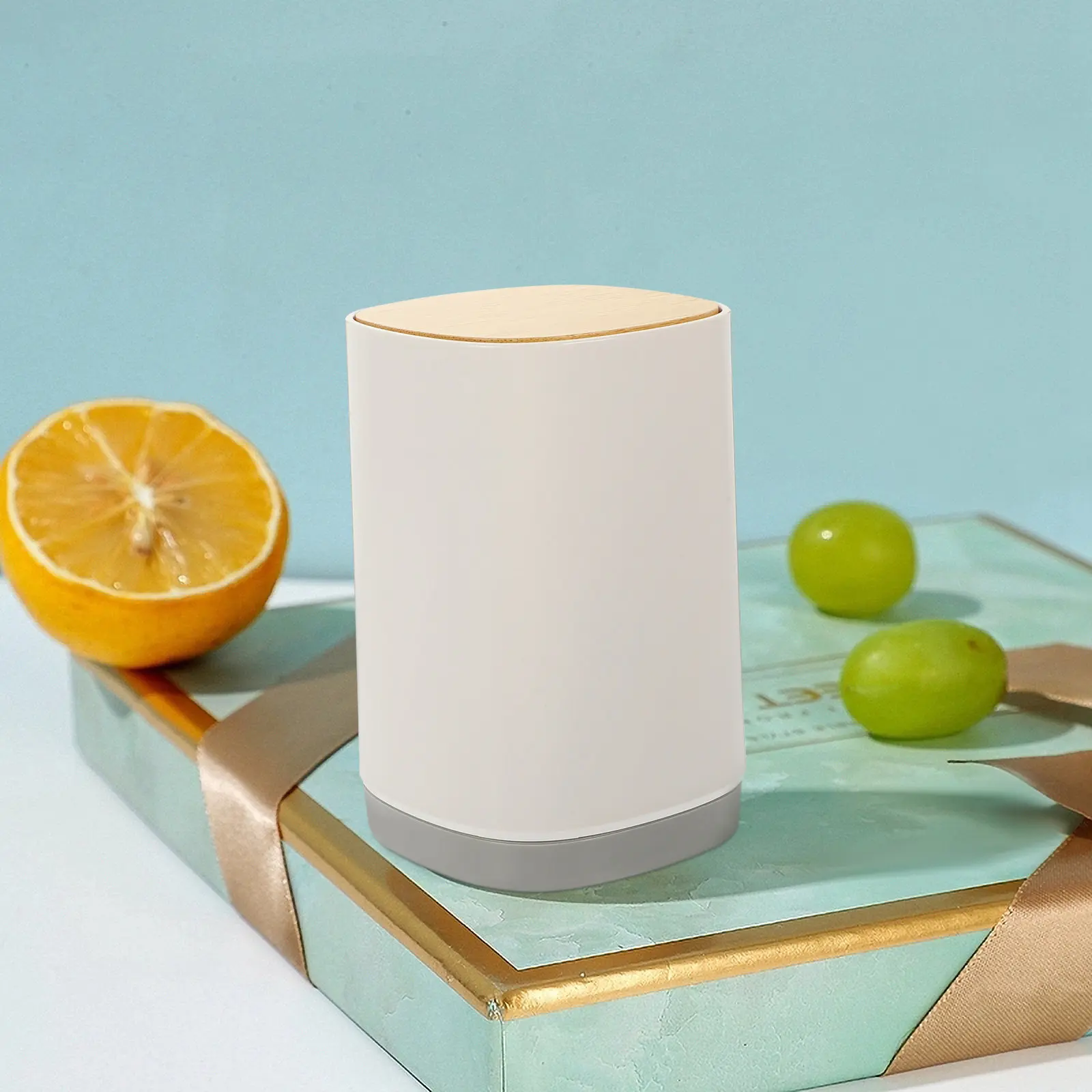 Automatic Toothpick Box Frosted Body Bamboo Cover Household Floss Pick Dispenser Divided Storage Organizer Kitchen Bathroom