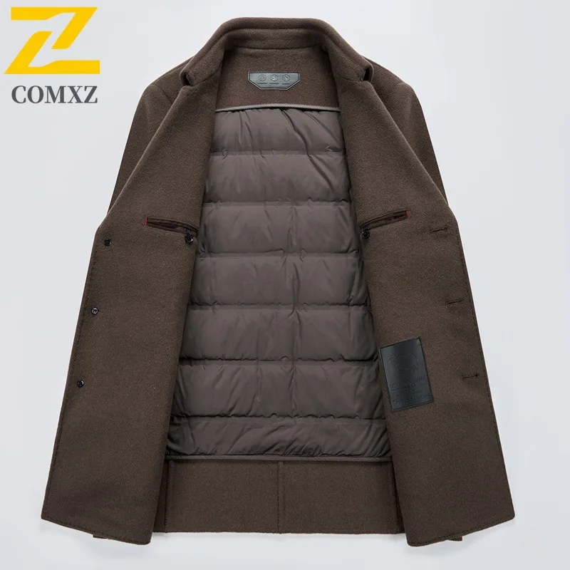 معطف صوف رجالي سميك من COMXZ للعمل في الهواء الطلق سترة مبطنة دافئة من ريش الإوز رحلة ترفيهية سترات شتوية خفيفة