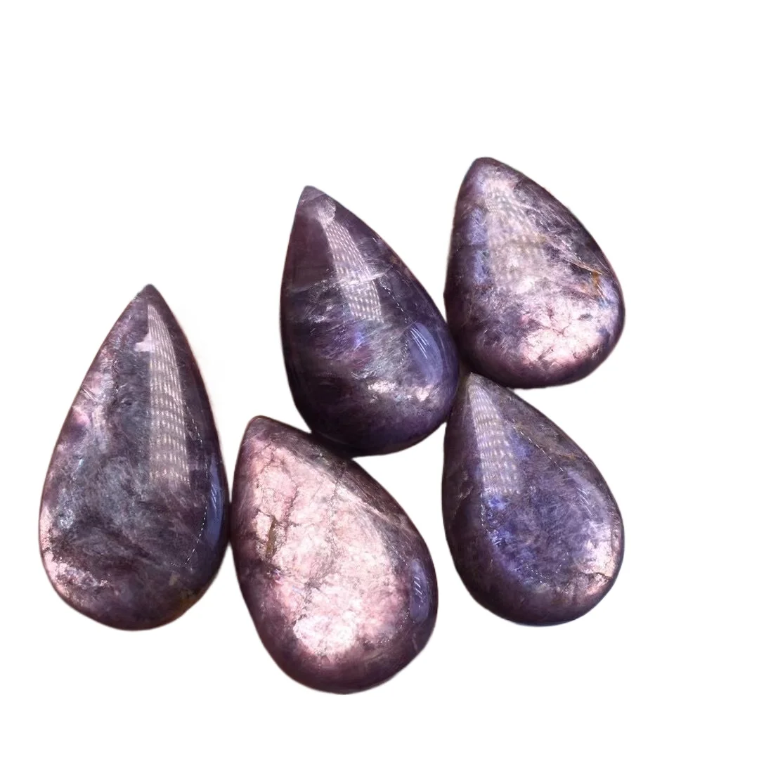 1pcs Natural Hand‑Carved Lepidolite Drop Crystal Pendant Reiki Gemstone Charm Necklace Making Decor Gift Jewelry Accessories