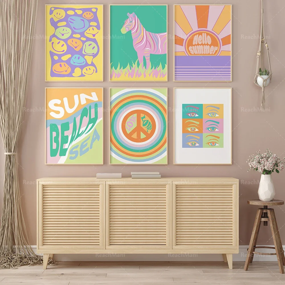 

Color print posters, aesthetic art printing, retro prints Bohemian color wall art office decoration posters