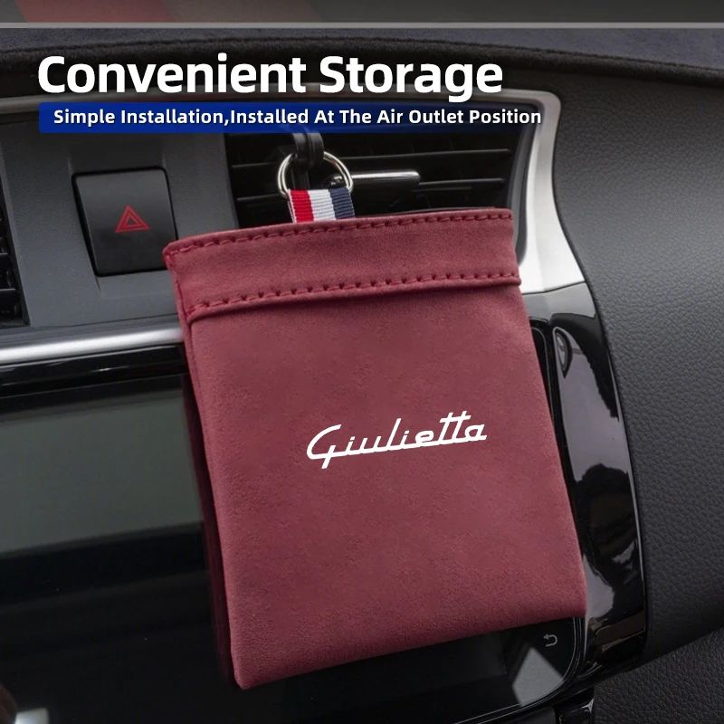 Bolsa colgante de almacenamiento de piel sintética para ventilación de aire del coche, para Alfa Romeo Giulietta 159 147 156 166 Mito Giulia GT Stelvio Tonale