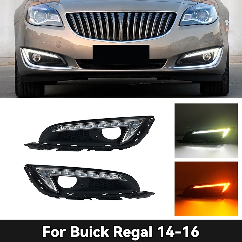 

1Pair LED DRL Car Daytime Running light Front Driving Lamp Fog light Cover Drl White 12V Car For Buick Regal 2014 2015 2016