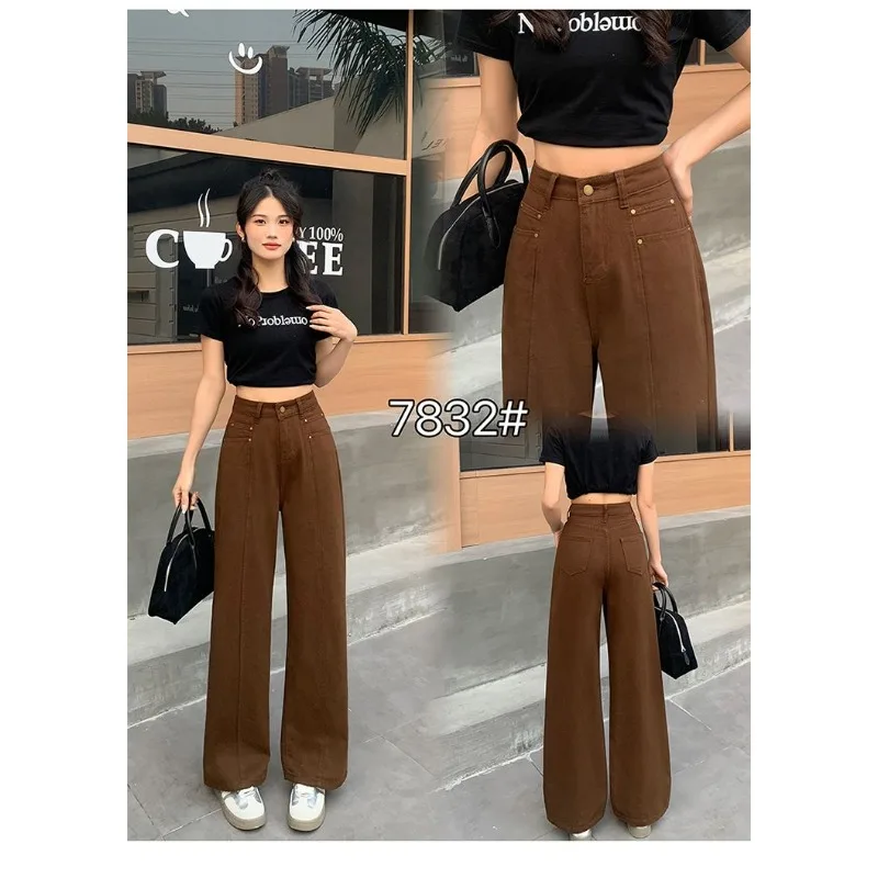 Loose Fit Denim Jeans Women Straight Leg Wide Leg Washed Vintage Retro High Waist Comfortable Casual Trousers pants Jeans