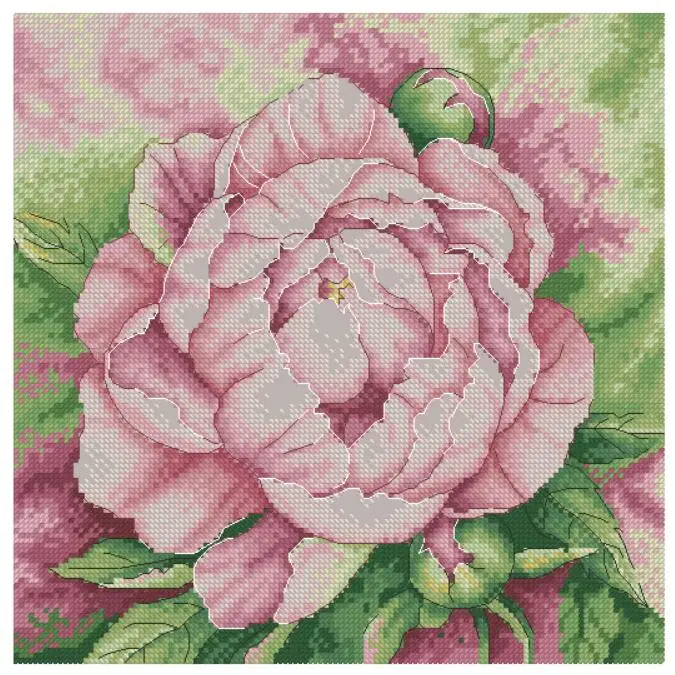 

Cross Stitch 14CT Ecological Cotton Threads Embroidery Home Decoration Hanging Letter Flower 20131 Shy Peony