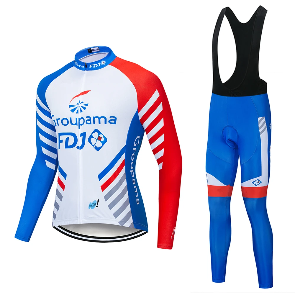 

﻿Fdj Autumn 2025 Pro Team Cycling Jersey19D Bib Set MTB Uniform Bicycle Clothing Quick Dry Bike Clothes Mens Long Cycling Wear﻿