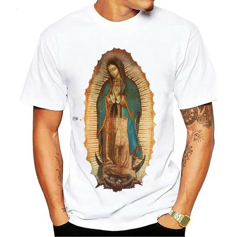 Our Lady Of Guadalupe Virgin Mary The Madonna Religious Graphic T-Shirt Summer Cotton Short Sleeve O-Neck Unisex T Shirt New