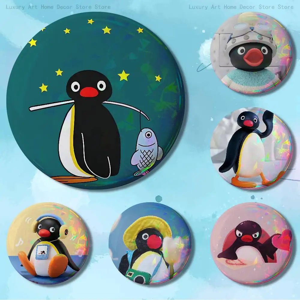 

Penguin Cute P-Pingu Enamel Pin Tinplate Round Brooch Cosplay Nijigen Otaku Culture Badges 58mm 44mm 32mm 75mm 25mm