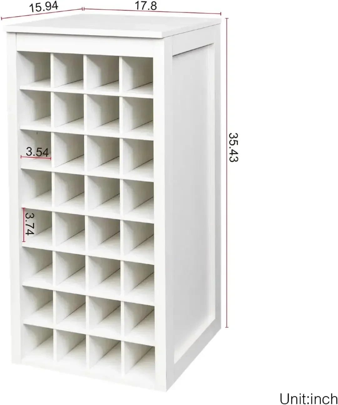8-Tier Freestanding Wine Rack Wood, 32 Bottles Wine Rack Counter for Small Space, Farmhouse Stackable Modular Wine Bottle Holder