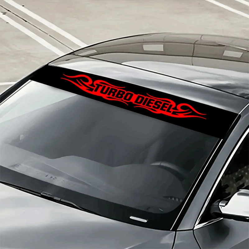 1 front windshield sun visor car sticker TURBO DIESEL red flame style car front windshield decorative sticker