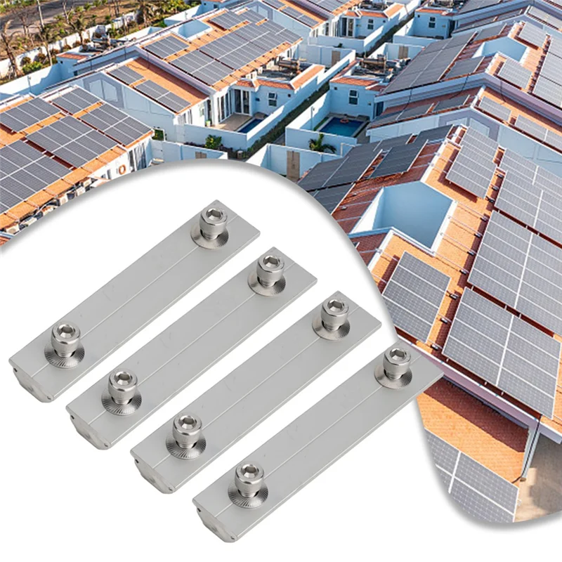 ABFI Solar Panel Mounts 8Pcs 14Cm PV Bracket Railings Connectors Photovoltaic Support Sliver Sliders Solar Power Supplies