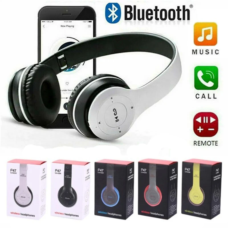 P47 Handsfree Wireless Headphones 5.3 Bluetooth Headset Noise Canceling Earphone with Mic LED Display for iPhone
