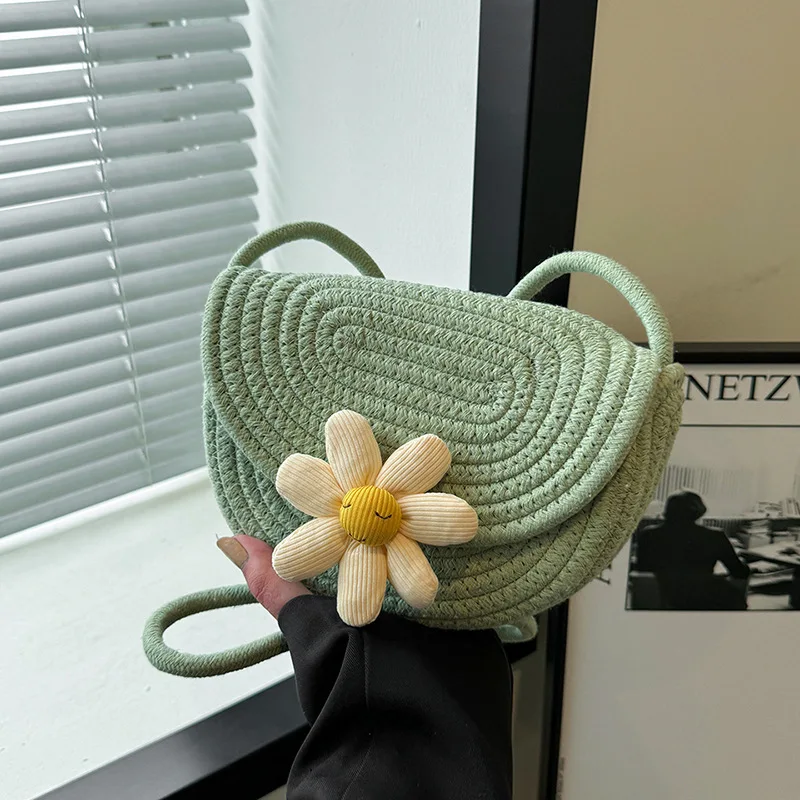 

Small Fresh Braided Mobile Phone Bag Female Summer Straw Braided Bag Foreign Style Holiday Single Shoulder Crossbody Beach Bag