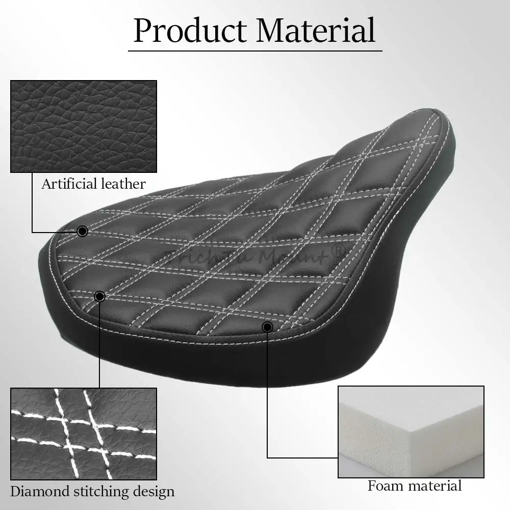 1Piece Front Driver Seat Motorcycle Driver Seat Compatible With Triumph Bonneville Bobber 2017-2025 Motorcycle Seat Black White 3