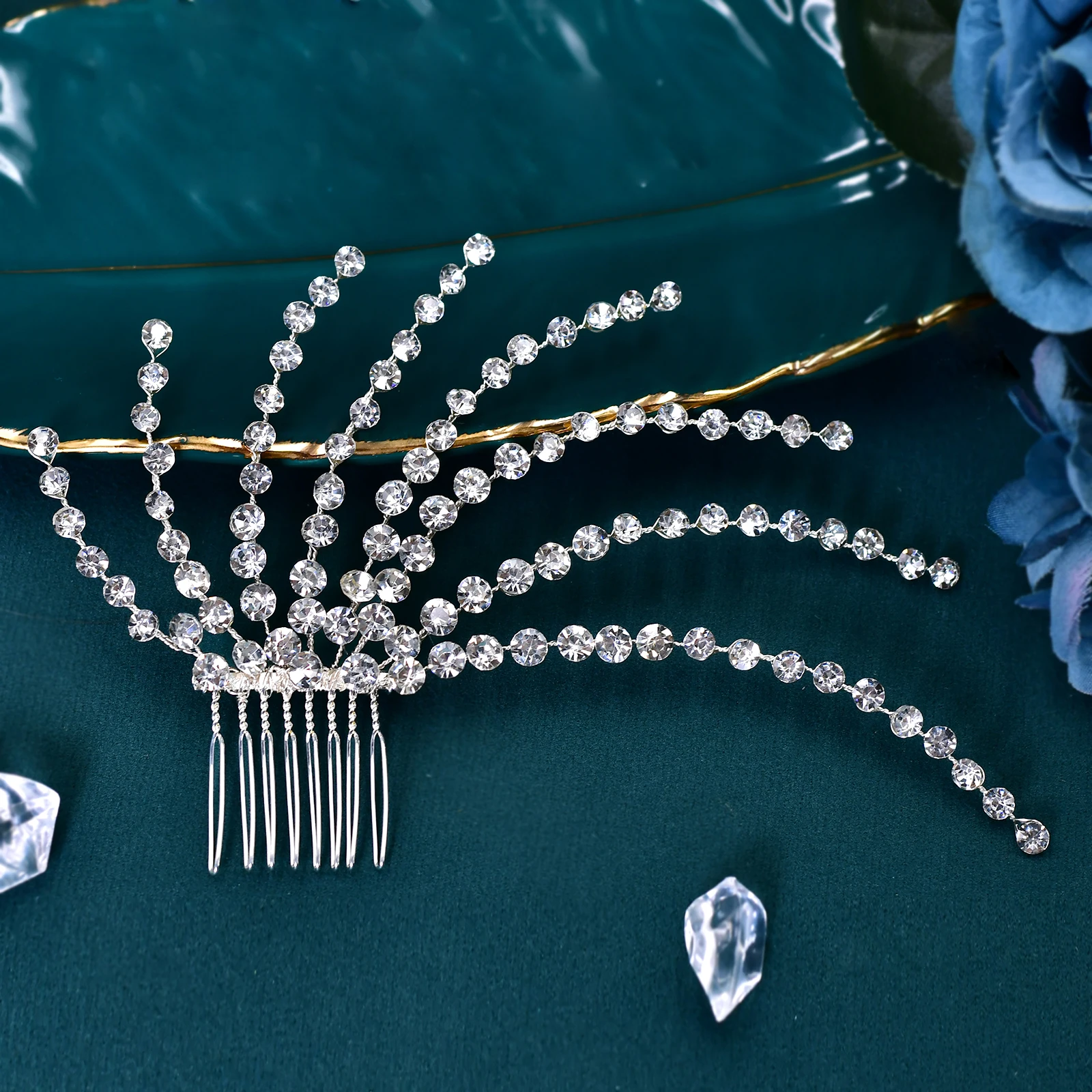 Peine para el pelo con diamantes de imitación de cristal para mujer, joyería para el cabello de novia, accesorios para el cabello de boda, horquilla de fiesta, HP563