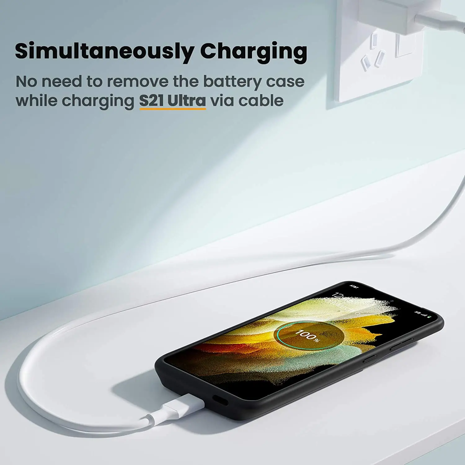 حافظة بطارية لهاتف جالاكسي S21 الترا شحن لاسلكي قوة البنك غطاء هاتف 4800 مللي أمبير في الساعة شاحن محمول بطارية