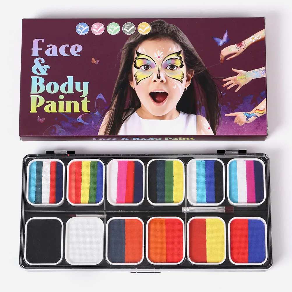 1 セットフェイスペイントキットカラフルなボディペイントパレット水活性化ハロウィンフェスティバルコスプレパーティーメイクアップアート大人用