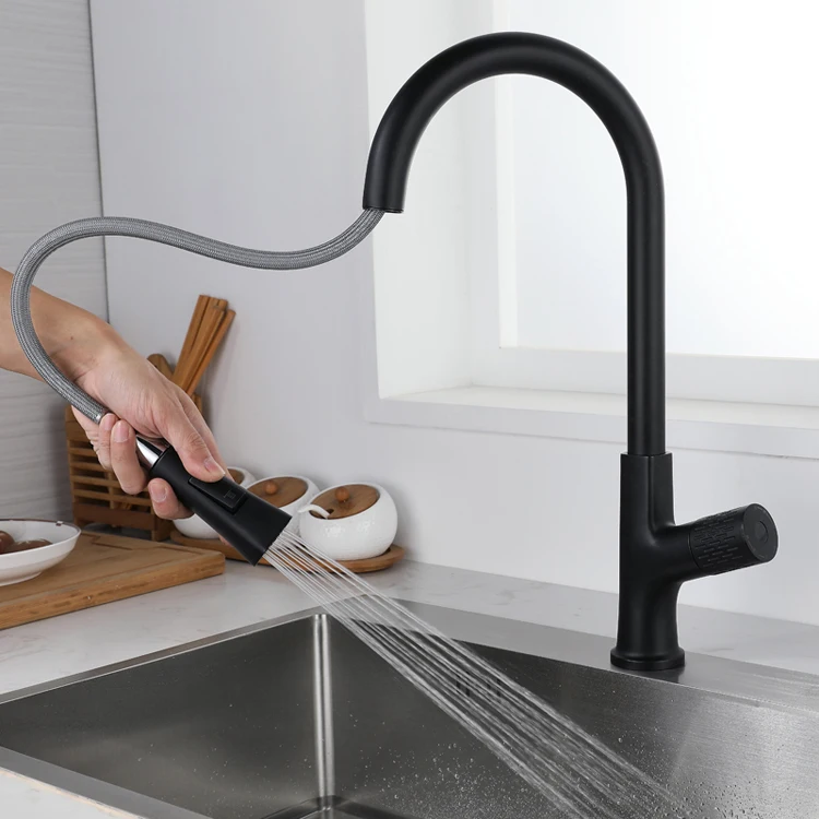 Pull Out Pull Down Matt Black Sensor Kitchen Faucet Sensor Water Tap Kitchen Mixer