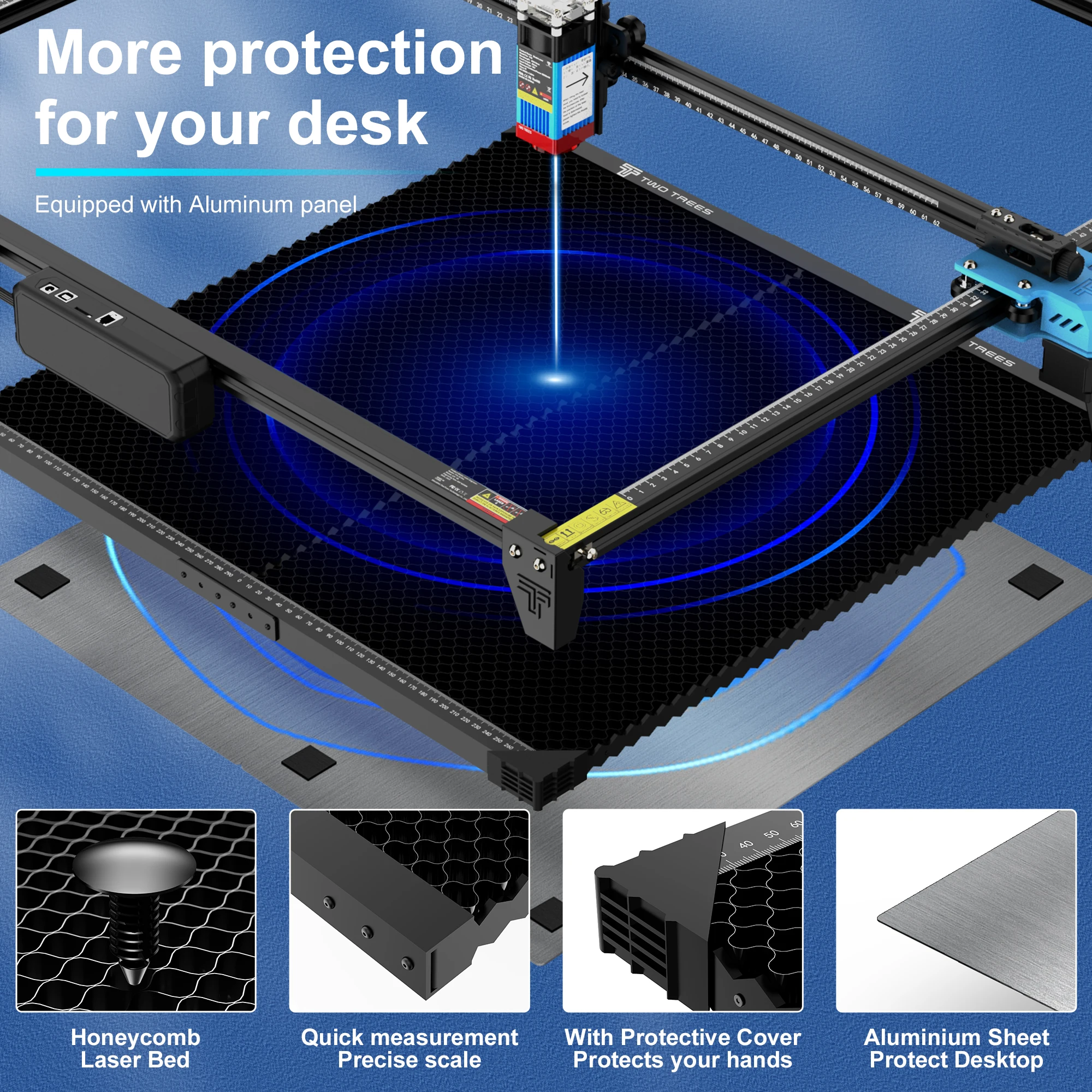 Imagem -02 - Mesa de Trabalho Honeycomb Laser Bed 600x600 mm Honeycomb para Corte e Gravação a Laser Tábua de Corte Honeycomb para Cortador e Gravador a Laser Kit com Base de Metal e Alumínio 2362” X2362”