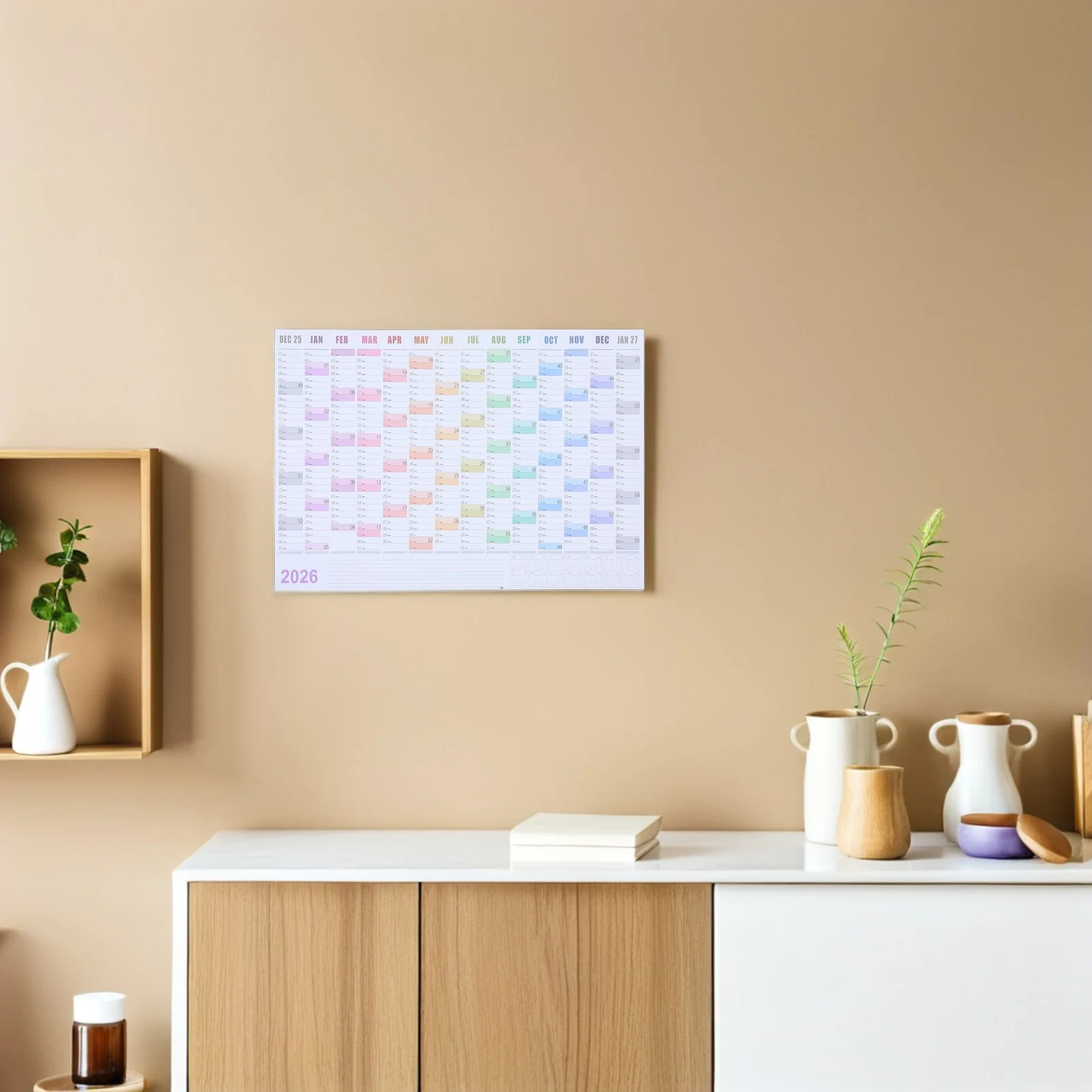 

2Sets Minimalist Wall Calendar 2026 Large Yearly Planner Writeable English Layout for Scheduling Events Office Home Efficiency