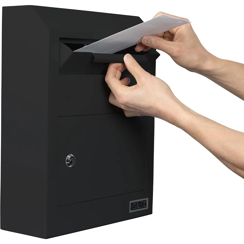 

Wall Mount Locking Drop Box, Heavy Duty Steel Mailbox for Rent Payments, Mail, Keys, Cash, Checks - Safe Storage Dropbox