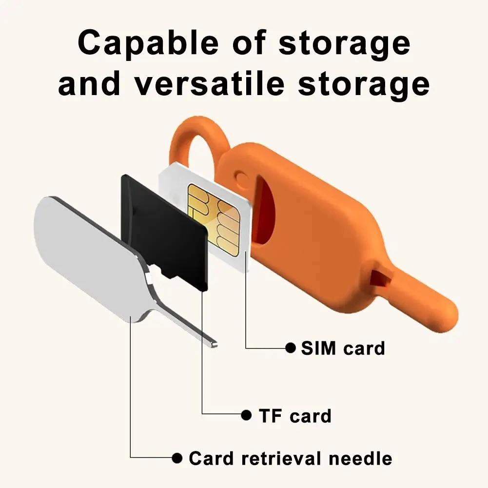 Universele Sim Card Retrieval Pin Naald Met Opbergdoos Anti-Verloren Lade Ejector Pinnen Naaldopener Ejector Gereedschap Sleutelring Hangend