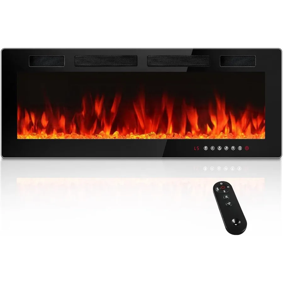 

42 inch Electric Fireplace Recessed and Wall Mounted UltraThin Silence Linear Electric Fireplace 12 Adjustable Flame Color Spee