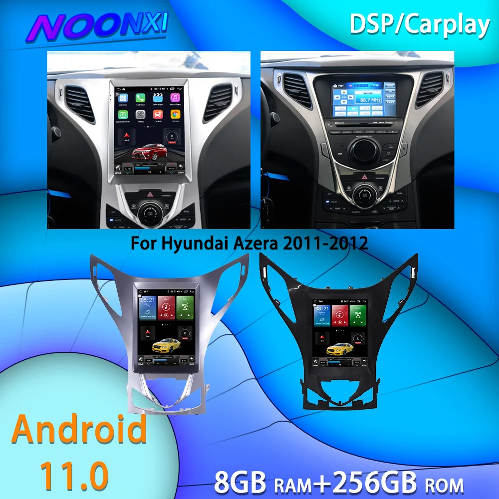 For Hyundai Azera Grandeur HG I55 All In One Car Tesla Screen Audio Intelligent System Radio 2 Din Video Players GPS 8G+256G DVD