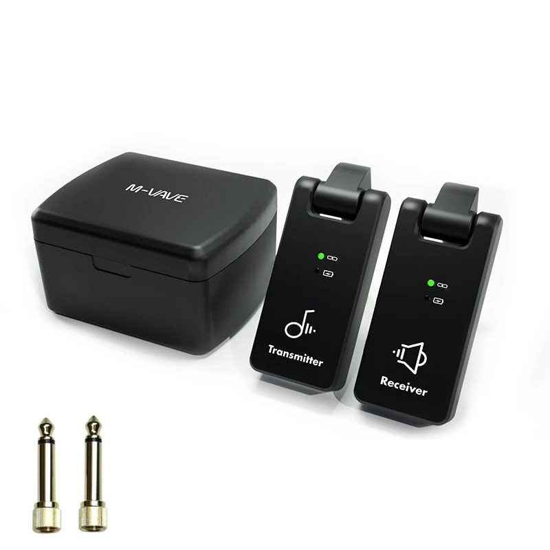 M-vave Wireless Guitar System 2.4G Guitar Transmitter Receiver 2 in 1 Plug 4 Channels Guitar Wireless with Rechargeable Box WP-8 