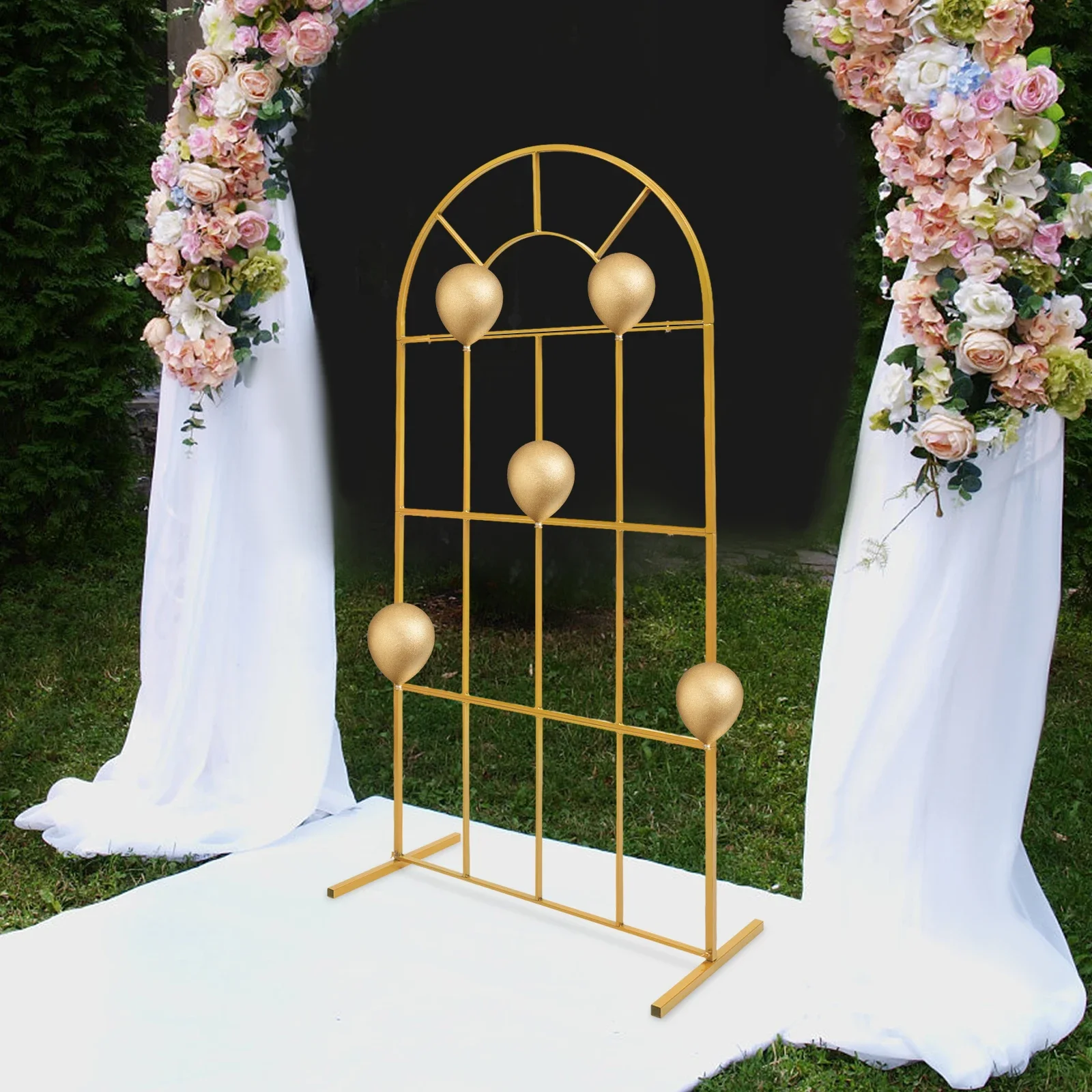 

2×1m Wedding Arch Gold Circle Stand Backdrop Iron Birthday Party Props DIY Decor Garden Lawn Arch Balloos Rack
