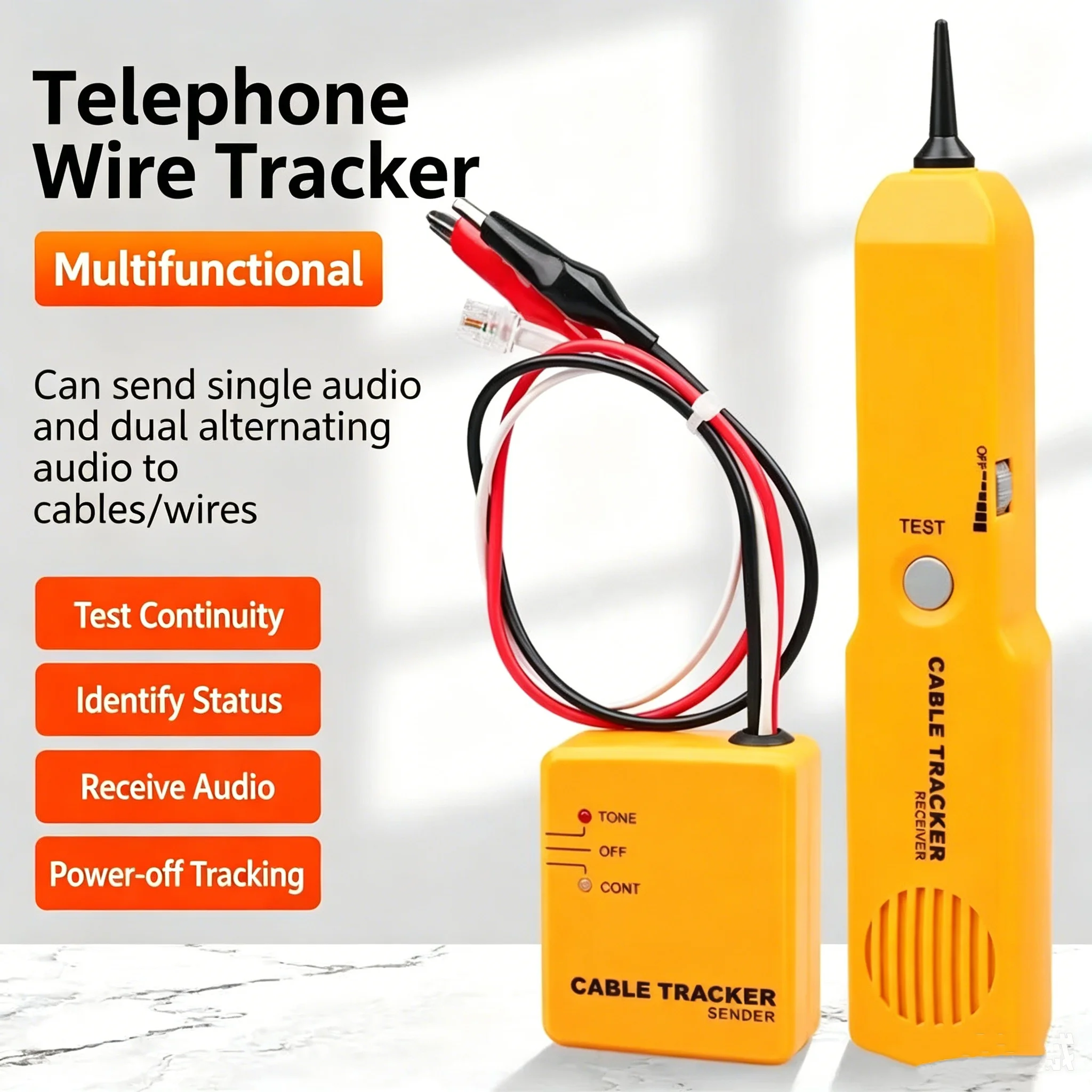 

Network Cable Continuity Tester, Wire Tracker Tone Generator Probe Kit for Ethernet & Telephone Line Detection