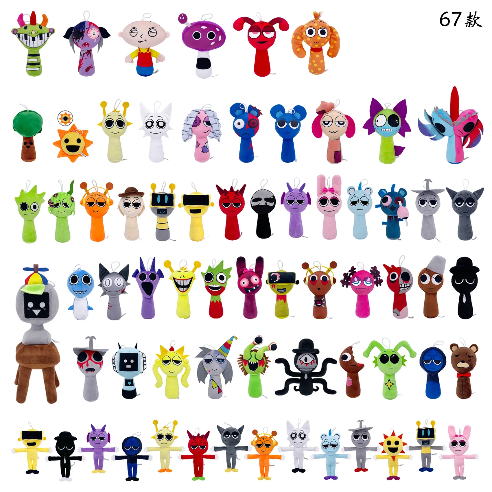 

Мягкие игрушки Sprunki: плюшевые куклы-подушки в стиле хоррор-игр, милые мультяшные, для детей, подарок на день рождения и Рождество