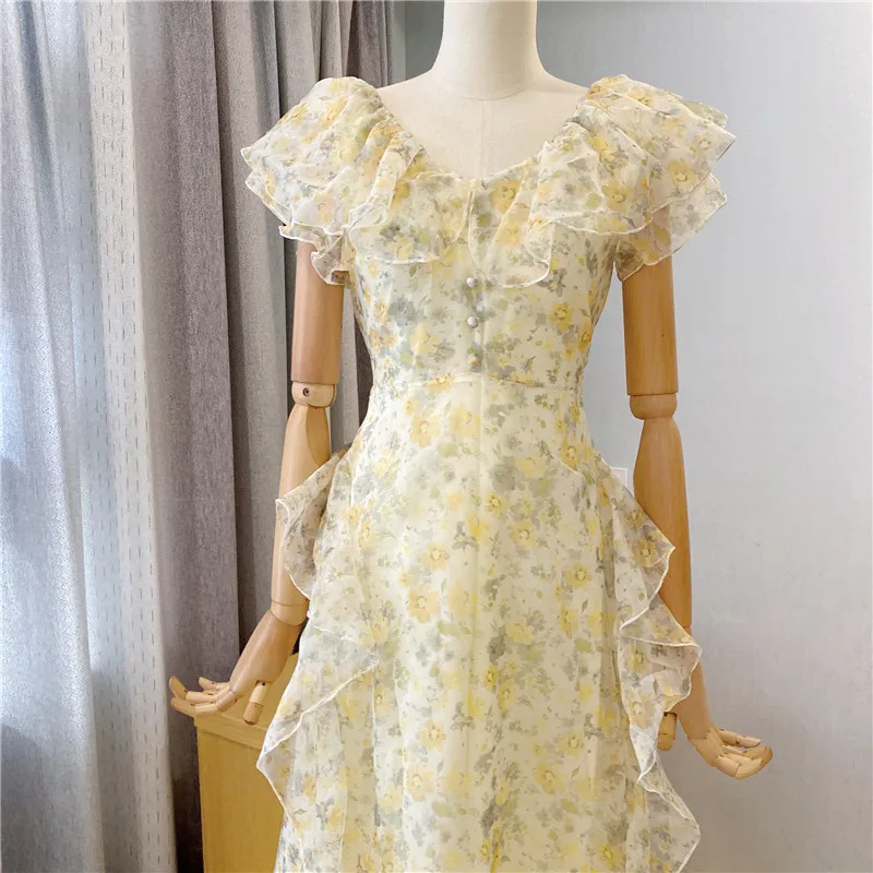 High-End-benutzer definierte Sommer neue Urlaub Stil Fee Blumen kleid Sommerkleid für Frauen Maxi kleider für Frauen lange Kleider