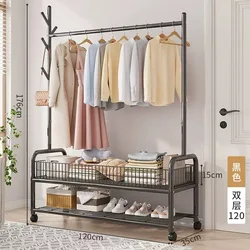 Movable Clothes Rack Floor Hanger Stand Storage Wardrobe Hat Stand Storage Box Bedroom Furniture perchero de pie Coat Rack Hook