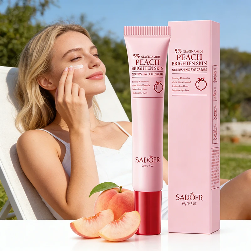 SADOER Peach Niacinamide Eye Cream Anti Dark Circles Firming Moisturize Brighten Eye Area Reduce Fine Lines Eye Skin Care