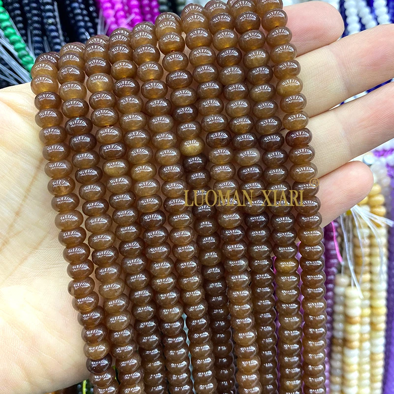 Großhandel Natürliche Stein-Rondelle 5x8MM Gemischte Chalcedon-Abstandsperlen für Schmuckherstellung DIY Armband Charms Zubehör 15'' – Detail 12